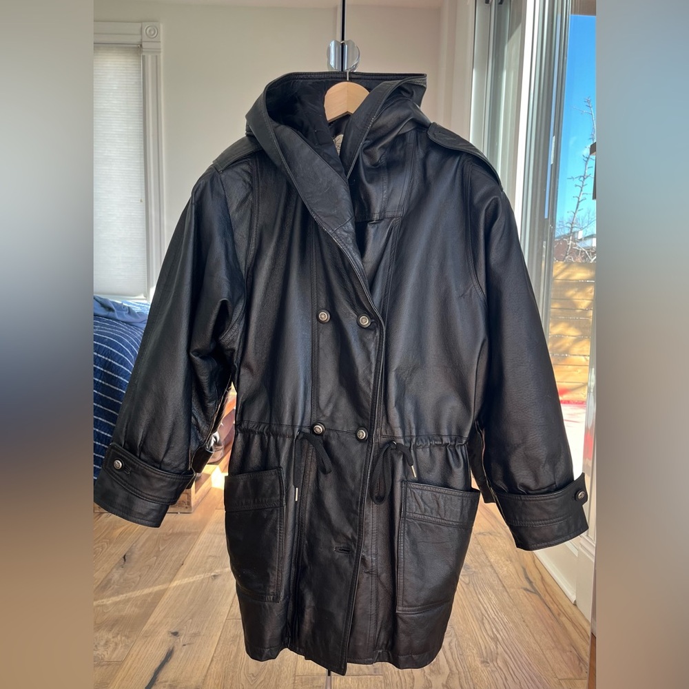 Oversized leather jacket